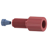 Flangeless Fitting Delrin (POM), Red, 1/4-28 Flat-Bottom, for 1/16" OD, pk.10